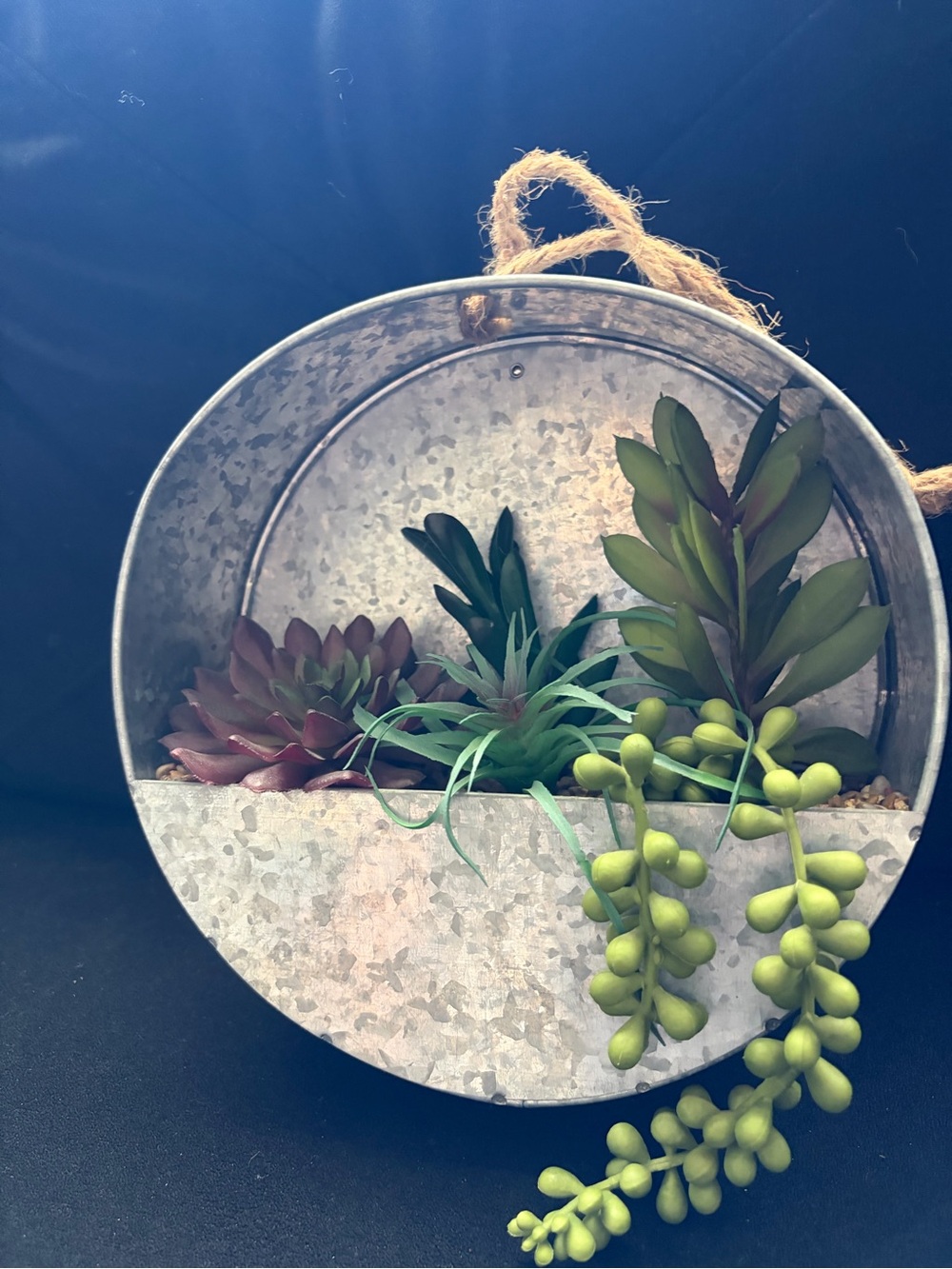 Hanging Planter with Faux Succulents